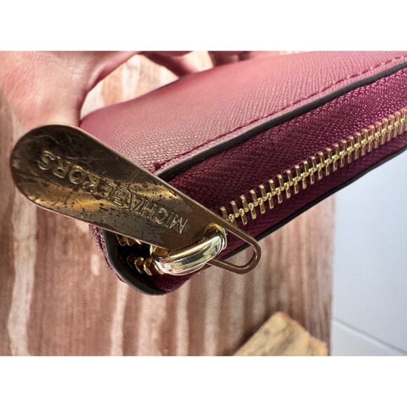 Michael Kors Burgundy Saffiano Leather Zip-Around Wallet With Gold Hardware & Mu - Picture 4 of 7